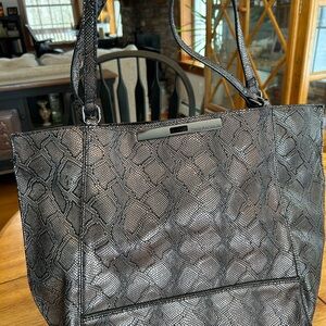 Enzo Angiolini Black Snakeskin Tote